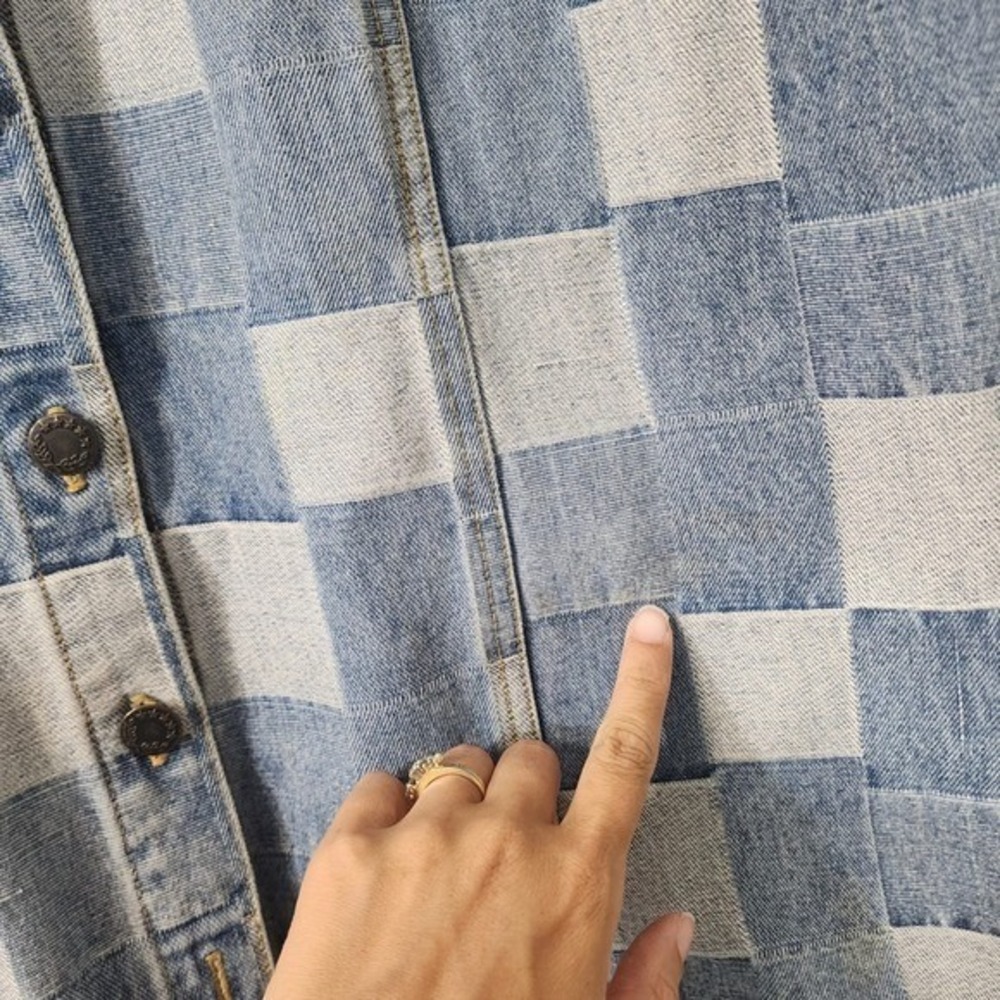 Ashley Stewart Blue Patchwork Denim Mini Dress - Picture 5 of 12